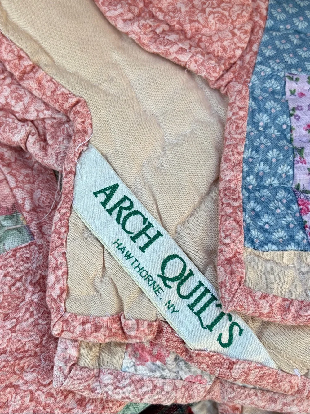 Vintage Arch Quilts fan seashell multi color patchwork handmade quilt blanket